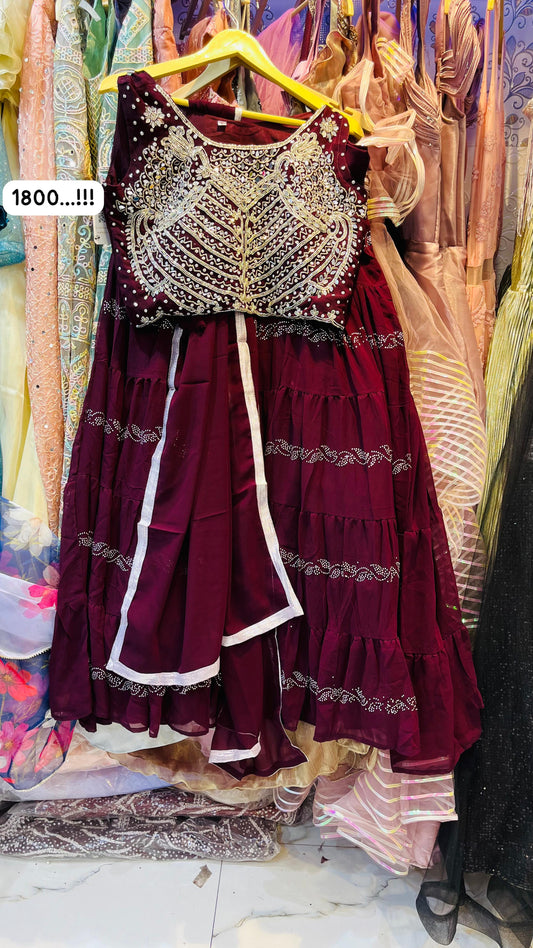 wine lehenga